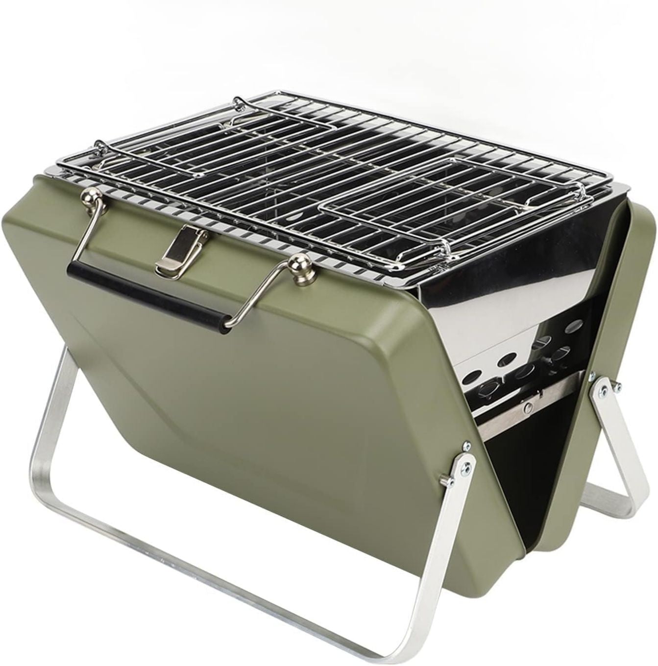 Con sistema di drenaggio del grasso Barbecue portatile in acciaio spazzolato perfetto per feste e riunioni con amici