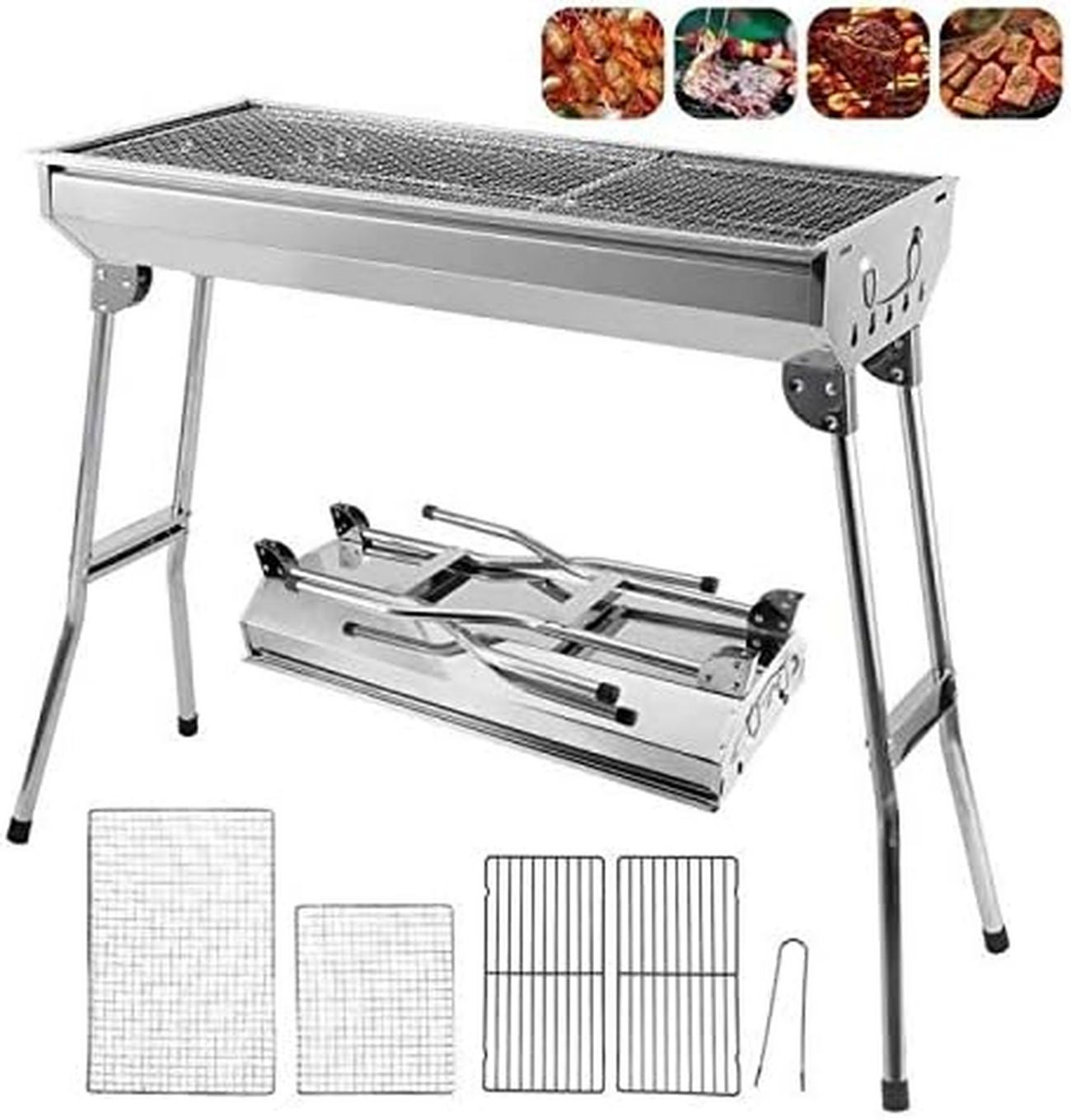 Con materiale non tossico e sicuro per gli alimenti: Fornello per barbecue in acciaio inossidabile per uso alimentare ideale per terrazza e balcone