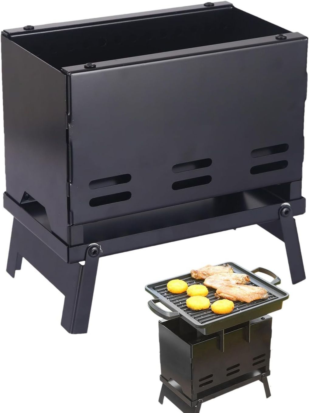 Con griglia in acciaio inossidabile resistente alle alte temperature Barbecue portatile in materiale ignifugo ideale per cucina all'aperto