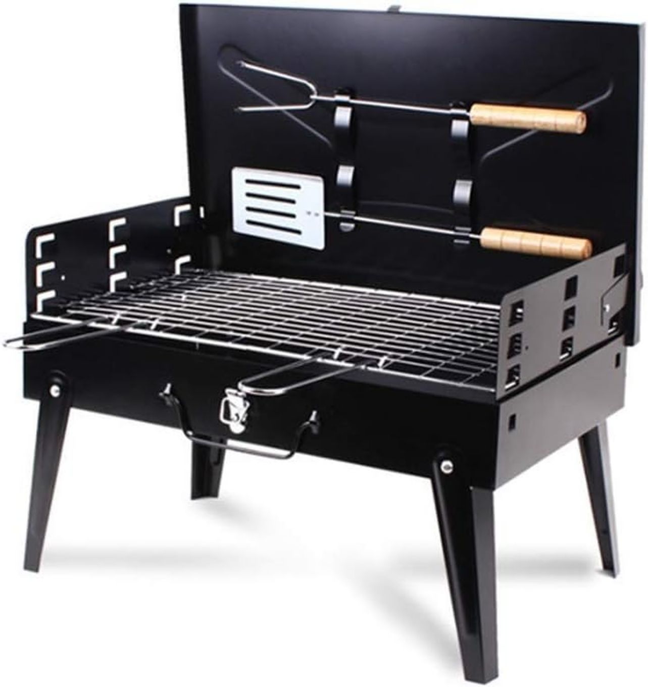 Con sistema di ventilazione regolabile: Barbecue portatile in materiale con finitura anti-graffio perfetto per riunioni familiari